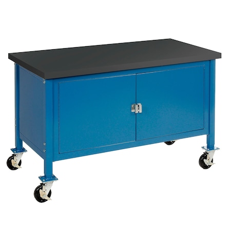 Global Industrial Mobile Cabinet Workbench, Phenolic Resin Safety Edge, 60inW x 30inD, Blue 249211BL